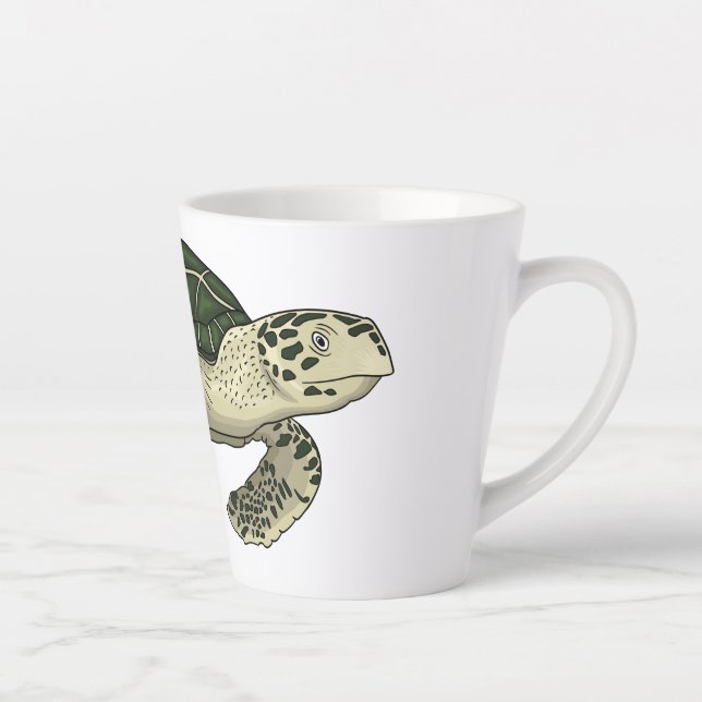 Sea turtle cartoon illustration latte mug (Right)