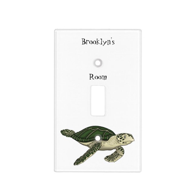 Sea turtle cartoon illustration light switch cover (Front)