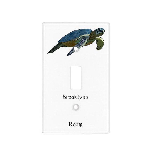 Sea turtle cartoon illustration light switch cover (Front)