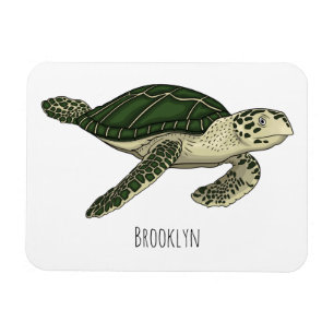 Sea turtle cartoon illustration  magnet
