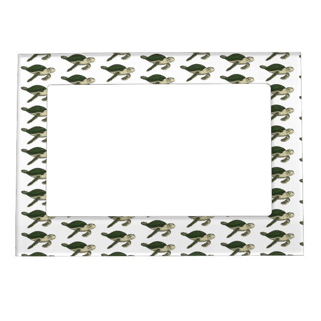 Sea turtle cartoon illustration magnetic frame (Front)