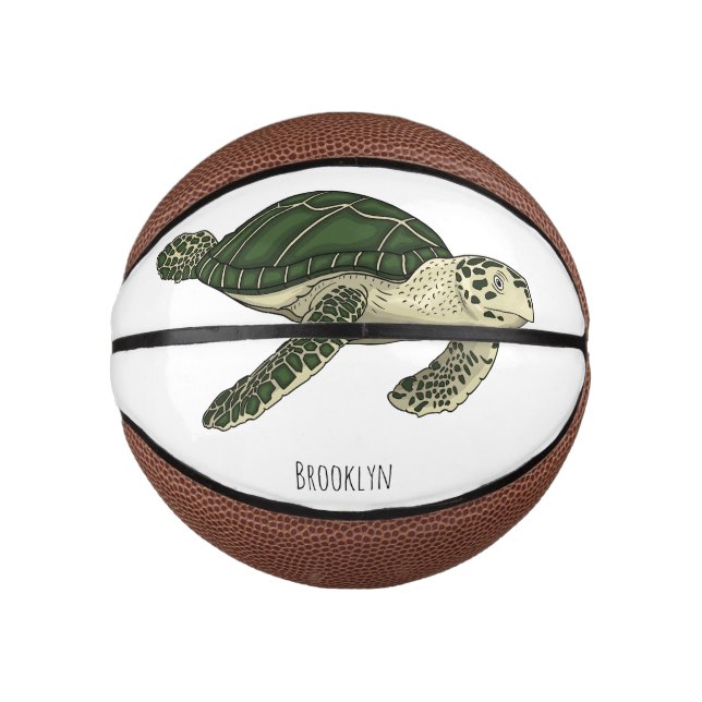 Sea turtle cartoon illustration  mini basketball (Front)