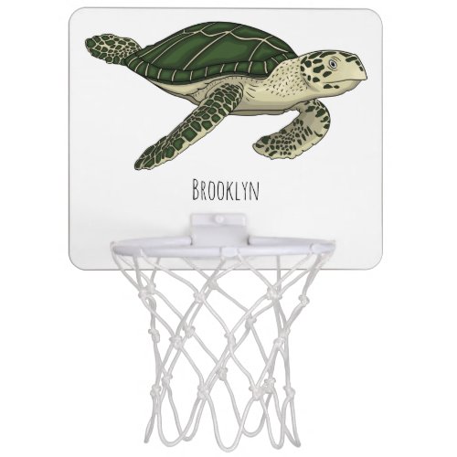 Sea turtle cartoon illustration mini basketball hoop