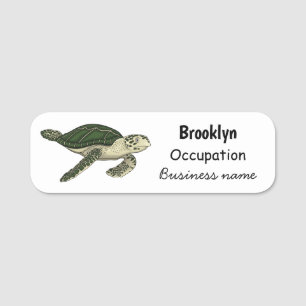Sea turtle cartoon illustration name tag