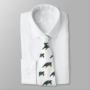 Sea turtle cartoon illustration neck tie