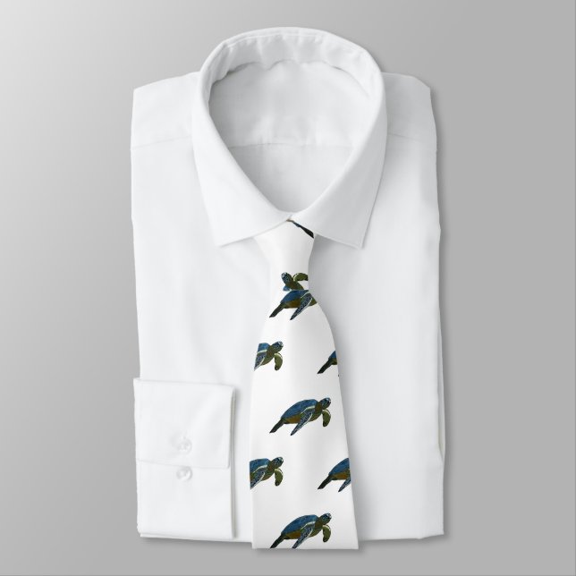Sea turtle cartoon illustration neck tie (Tied)