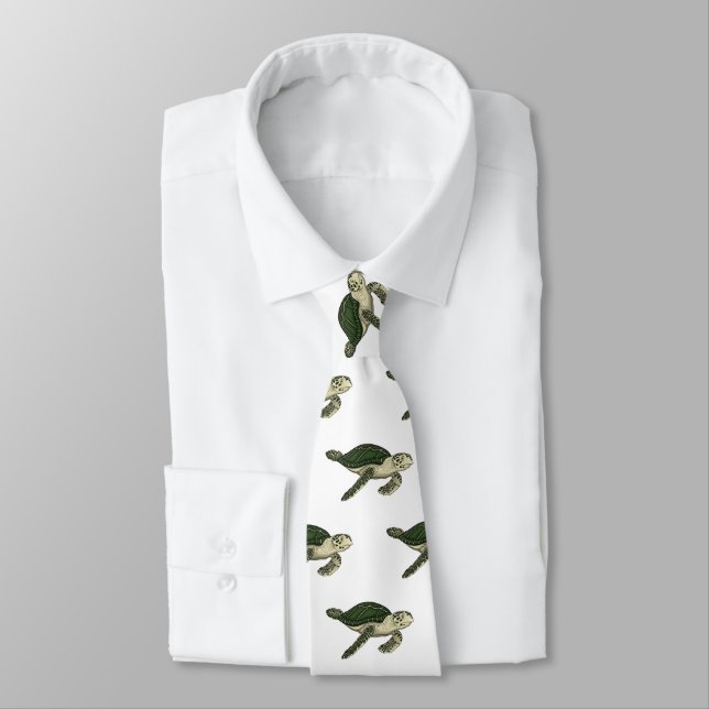 Sea turtle cartoon illustration neck tie (Tied)