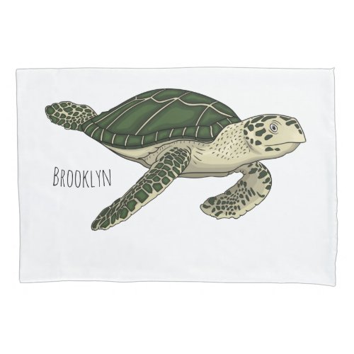 Sea turtle cartoon illustration pillow case