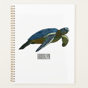 Sea turtle cartoon illustration planner