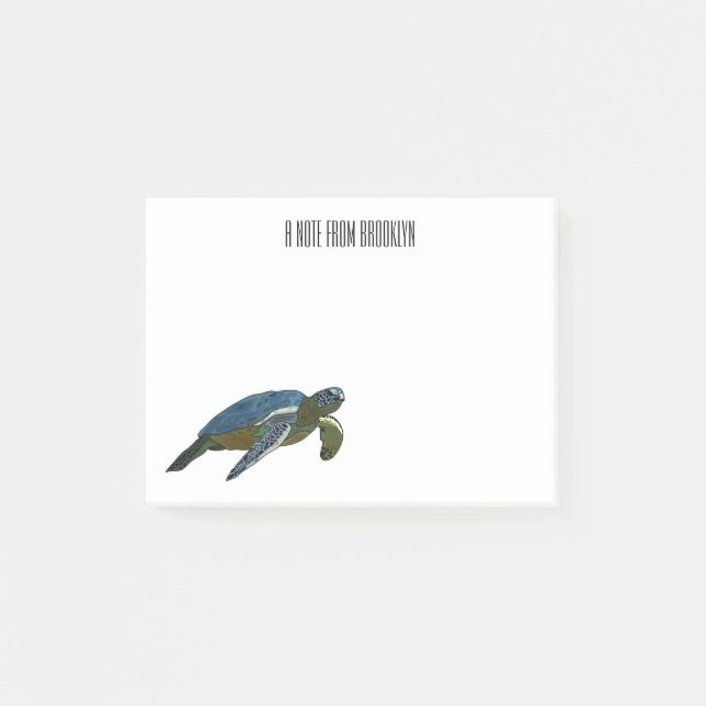 Sea turtle cartoon illustration post-it notes (Front)