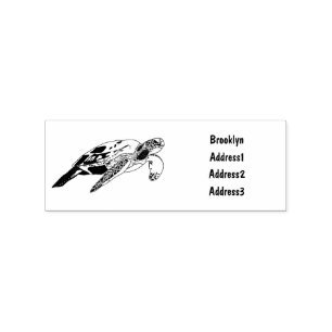 Sea turtle cartoon illustration rubber stamp