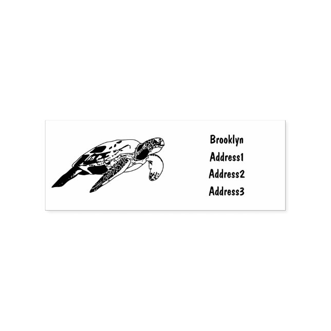 Sea turtle cartoon illustration rubber stamp (Imprint)