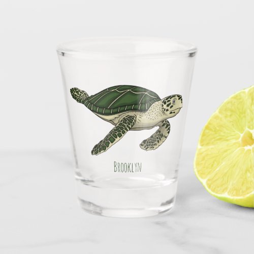 Sea turtle cartoon illustration shot glass