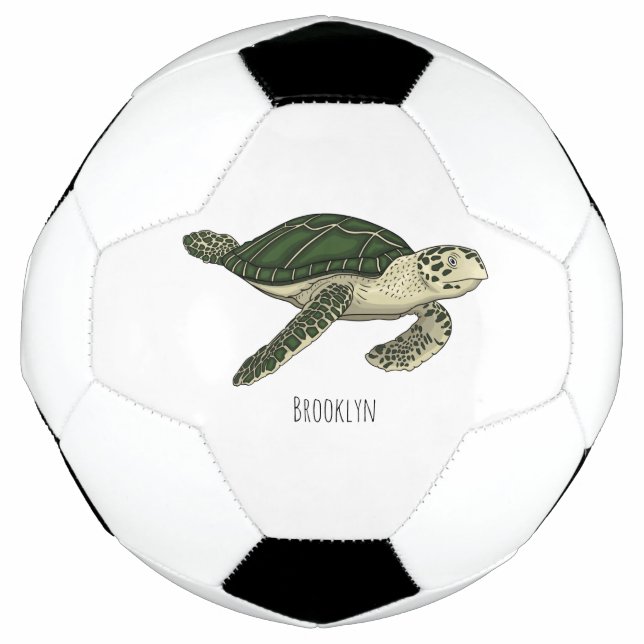 Sea turtle cartoon illustration  soccer ball (Front)