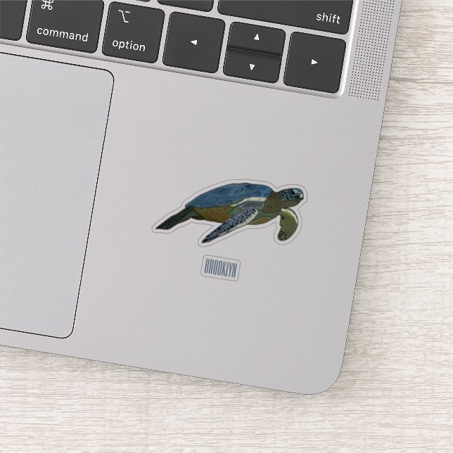 Sea turtle cartoon illustration sticker (Detail)