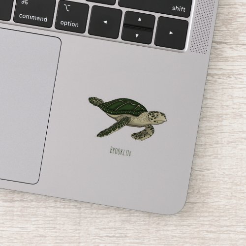 Sea turtle cartoon illustration sticker