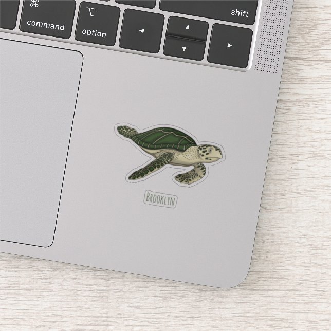 Sea turtle cartoon illustration sticker (Detail)