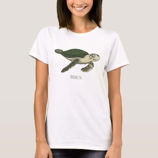 Sea turtle cartoon illustration  T-Shirt (Front)