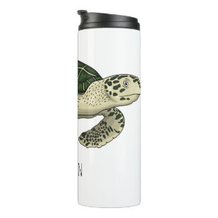 Sea turtle cartoon illustration thermal tumbler