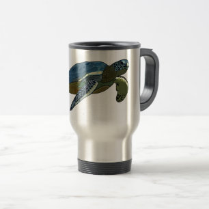 Sea turtle cartoon illustration travel mug
