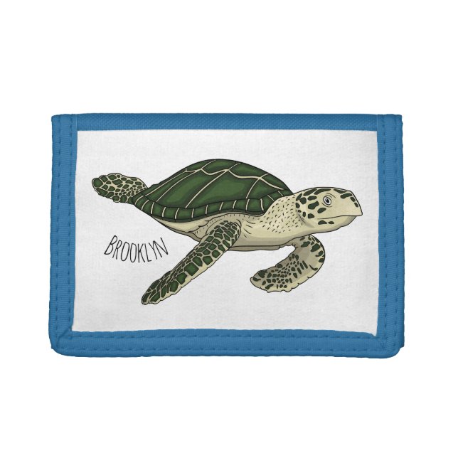 Sea turtle cartoon illustration   trifold wallet (Front)
