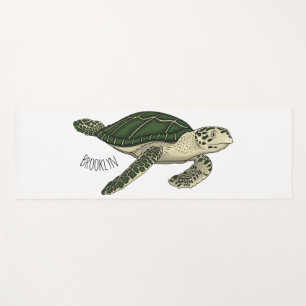 Sea turtle cartoon illustration  yoga mat