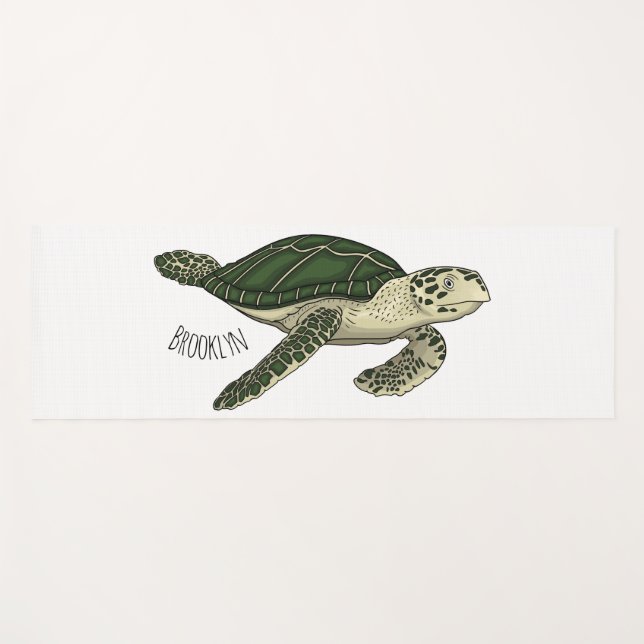 Sea turtle cartoon illustration  yoga mat (Front (Horizontal))