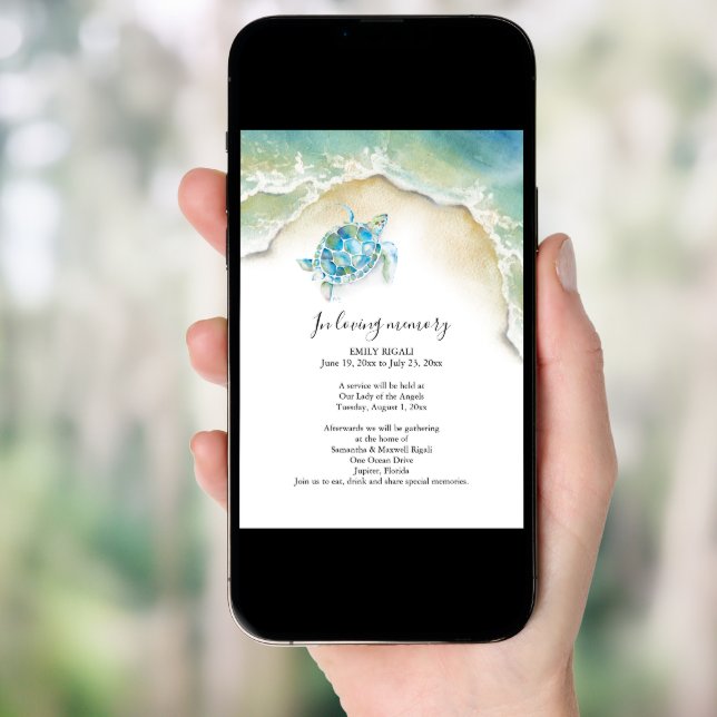 Sea Turtle Celebration of Life Invitations (Front Digital)