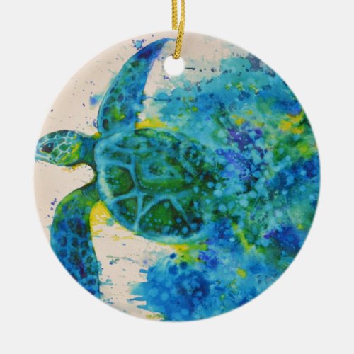 sea turtle ceramic ornament