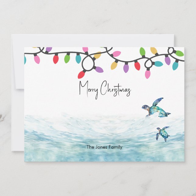 Sea Turtle Christmas Flat Holiday Card (Front)