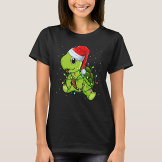Sea Turtle Christmas Lights  Santa Hat Merry Chris T-Shirt