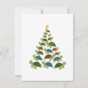 Sea Turtle Christmas Tree Santa Hat Xmas Note Card