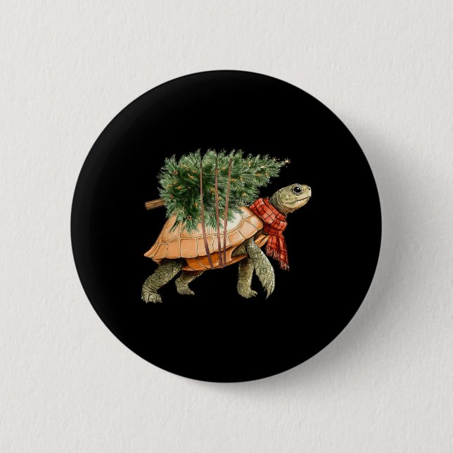 Sea Turtle Christmas Tree Turtle Beach Lover Ocean Button (Front)