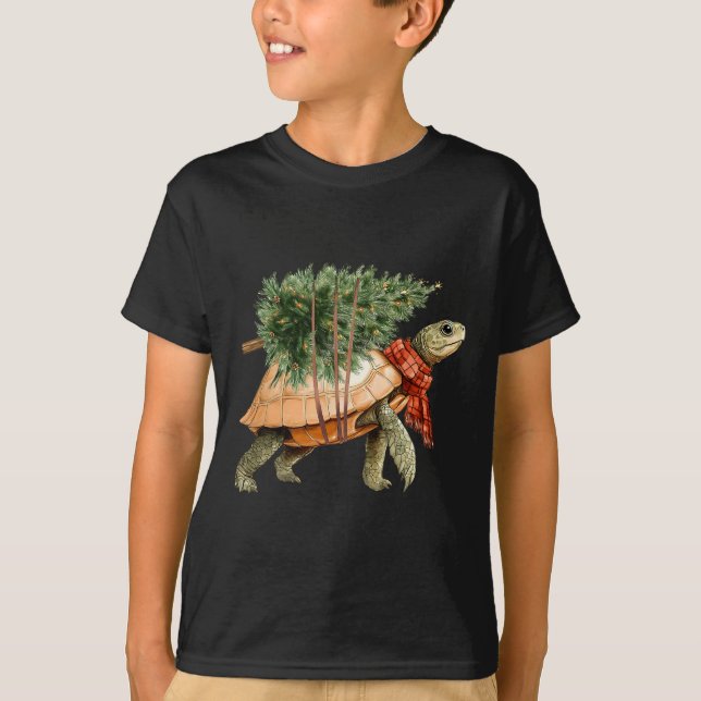 Sea Turtle Christmas Tree Turtle Beach Lover Ocean T-Shirt (Front)