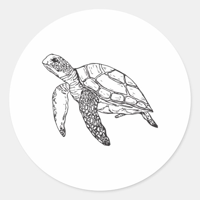 sea turtle classic round sticker (Front)