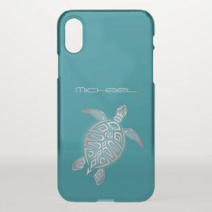 Sea Turtle Clear Bling Monogram iPhone X Case