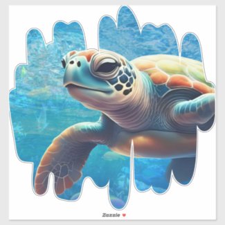 Sea Turtle Close-up Ocean Vibes Blue Ocean