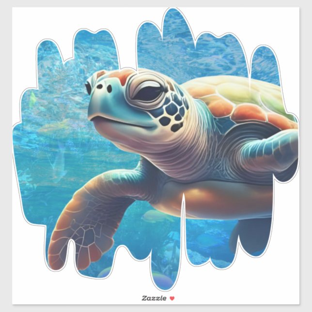 Sea Turtle Close-up Ocean Vibes Blue Ocean Sticker (Sheet)