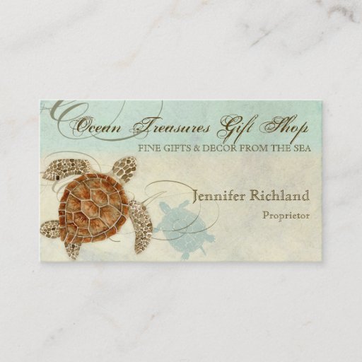 Customizable Sea Turtle Coastal Beach - Business Cards