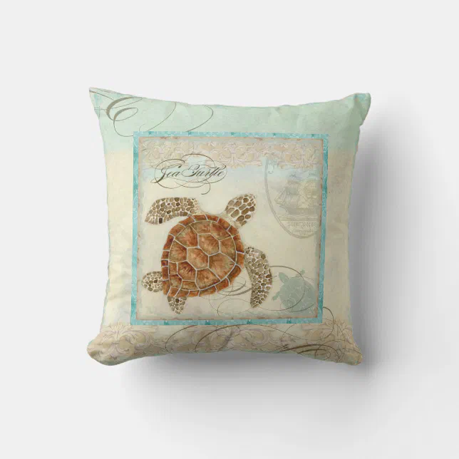 Sea Turtle Coastal Beach - Home Decor Pillow (Front)