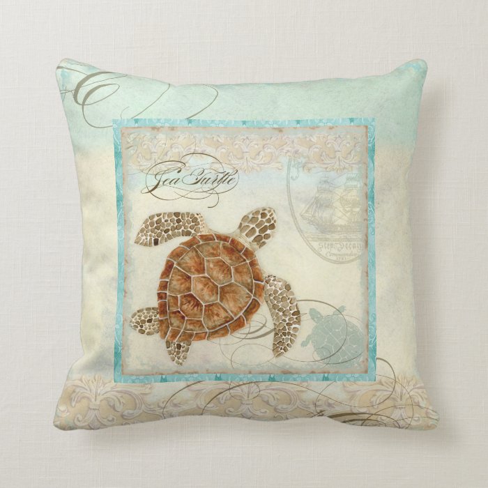 Sea Turtle Coastal Beach   Home Decor Pillow