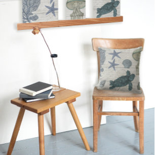 Sea Turtle Coastal Beach Starfish Coral Jellyfish Throw Pillow