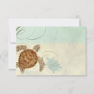 Sea Turtle Coastal Beach Watercolor Coastal Ocean Thank You Card
