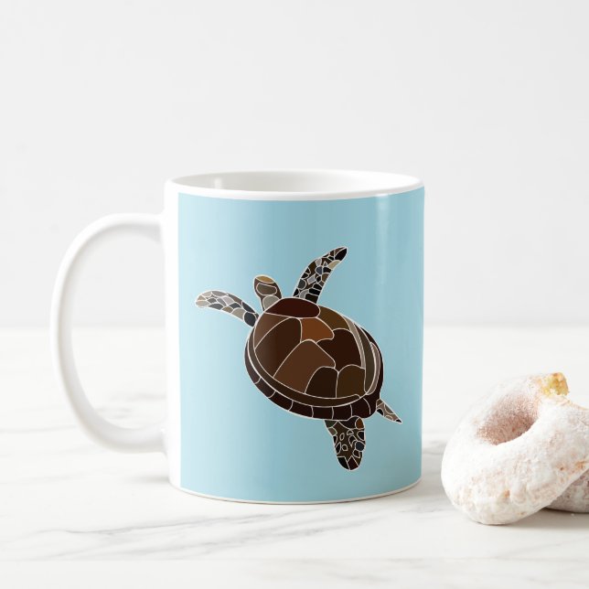 Sea Turtle Coastal Marine Life Coffee Mug (With Donut)