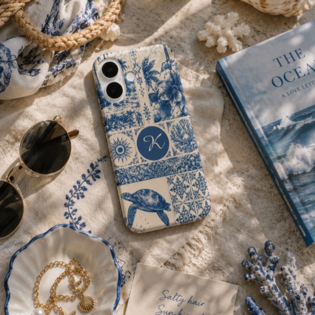 Sea Turtle Coastal Monogram  Iphone Case (Creator Uploaded)