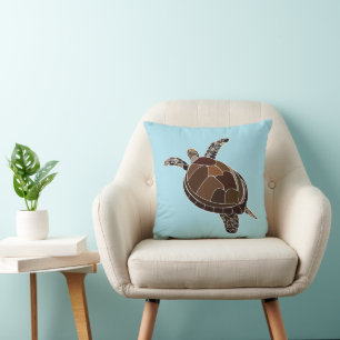 Sea Turtle Coastal Sea Turtle Throw Pillow