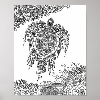 Sea Turtle - Color Your Own Art Poster