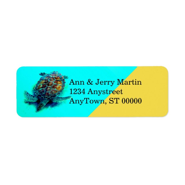 sea turtle colorful custom address label (Front)