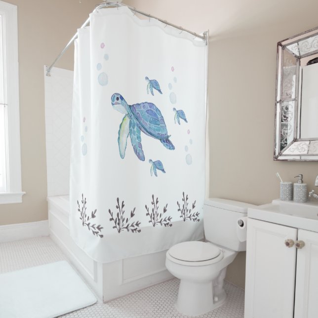 Sea Turtle, Colorful, Fun, Nature Shower Curtain (In Situ)