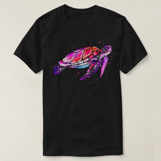 Sea Turtle Colorful Ocean Scuba Diving Gift  T-Shirt (Design Front)